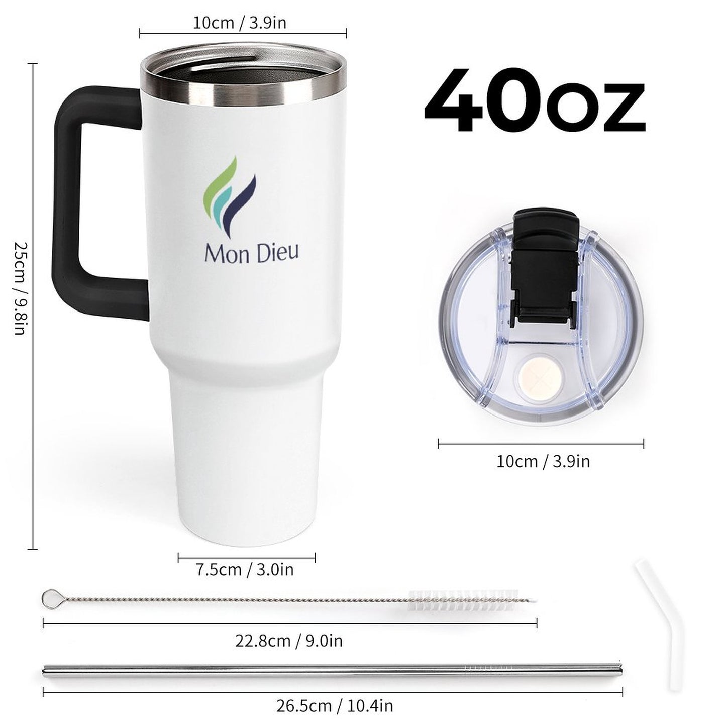 40oz Insulated Tumbler with Handle and Straw