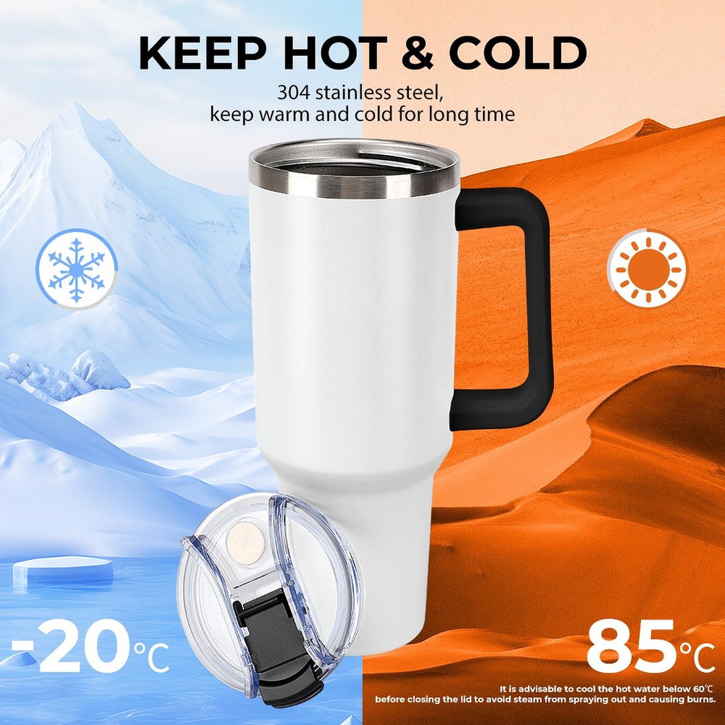 40oz Insulated Tumbler with Handle and Straw